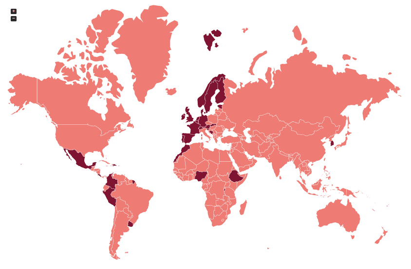 World map showing Promote Pollinators members