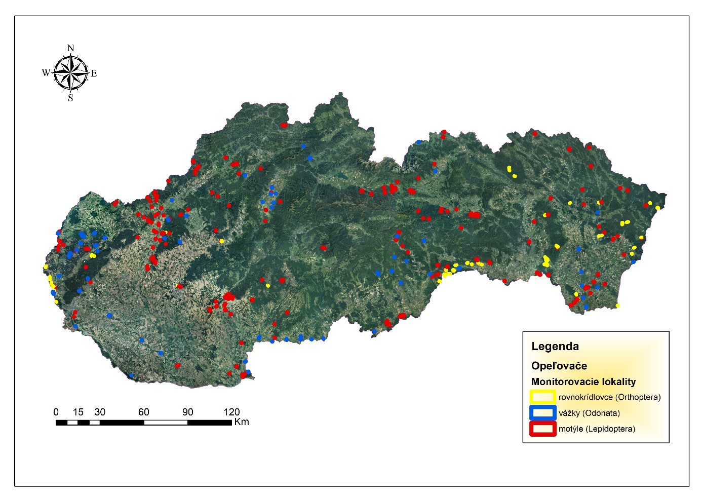 Permanent monitoring sites regularly monitored since 2013 for individual groups of pollinators in Slovakia (author of the graph: Ján Černecký)